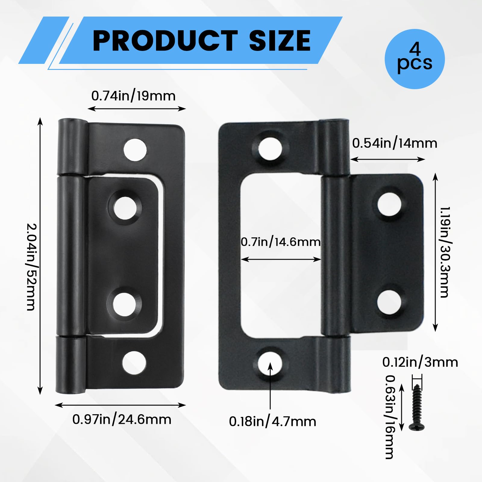 Non-Mortise Cabinet Hinges, 4-Pack