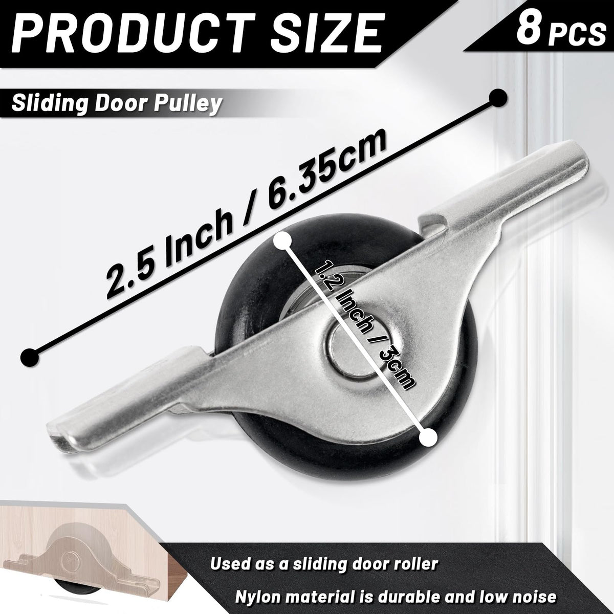 Sliding Door Rollers, 8-Pack