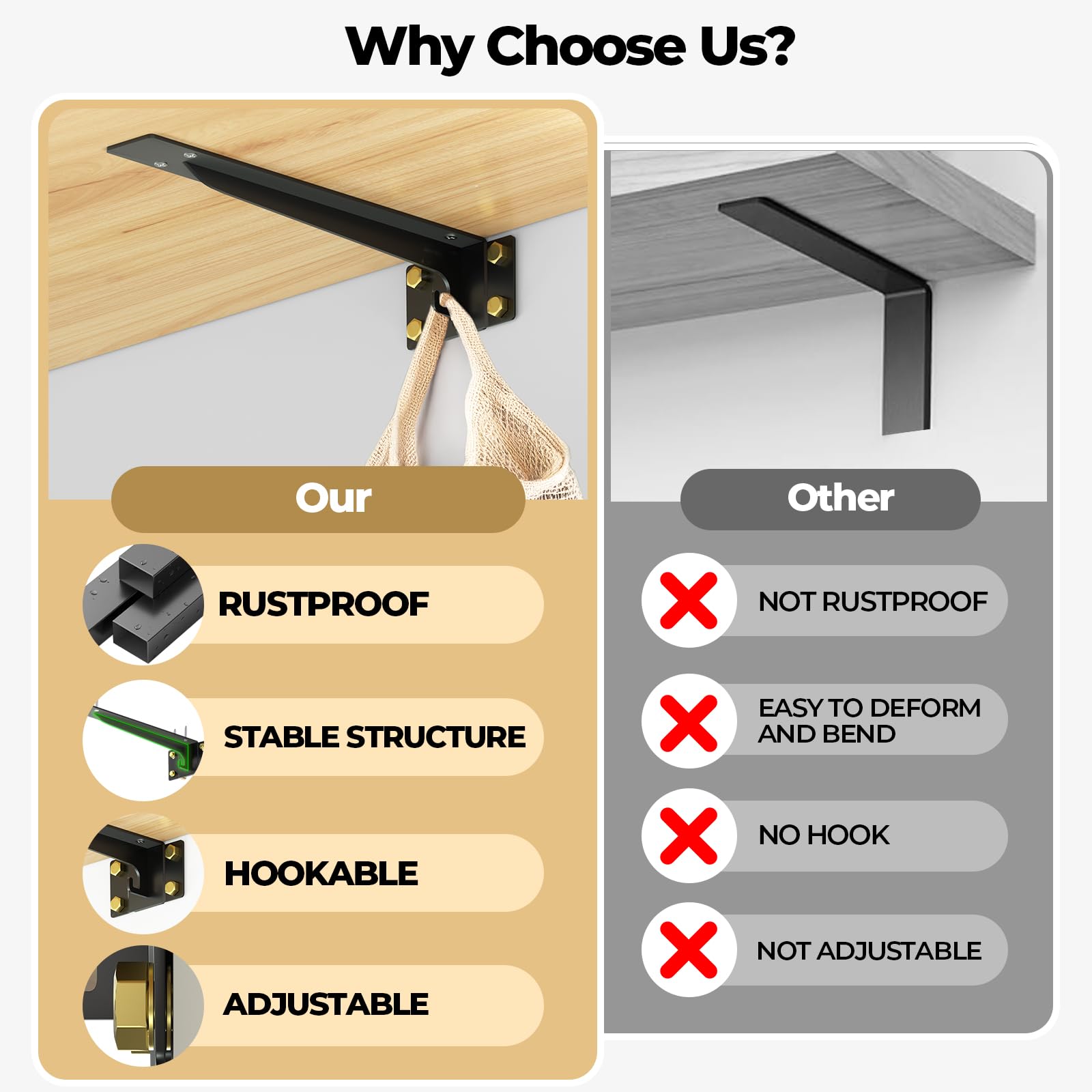 14-Inch Reinforced Shelf Brackets