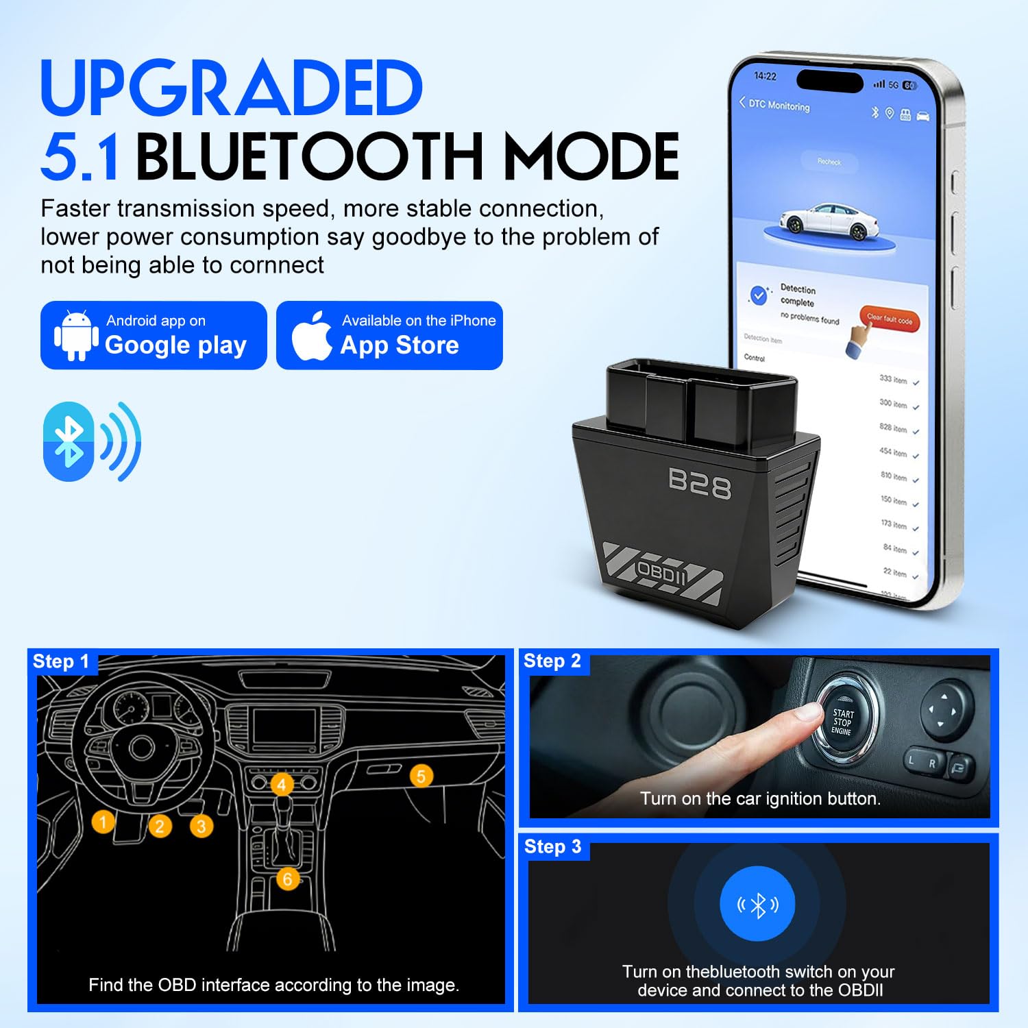 Bluetooth OBD2 Diagnostic Adapter