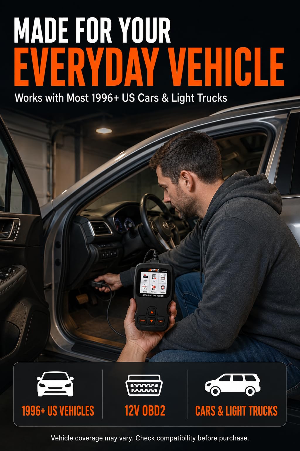 Bluetooth OBD2 Scanner and Battery Tester