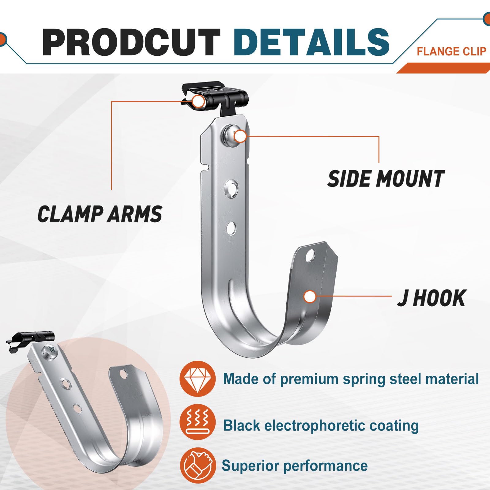 Beam-Clamp Cable Support J-Hooks