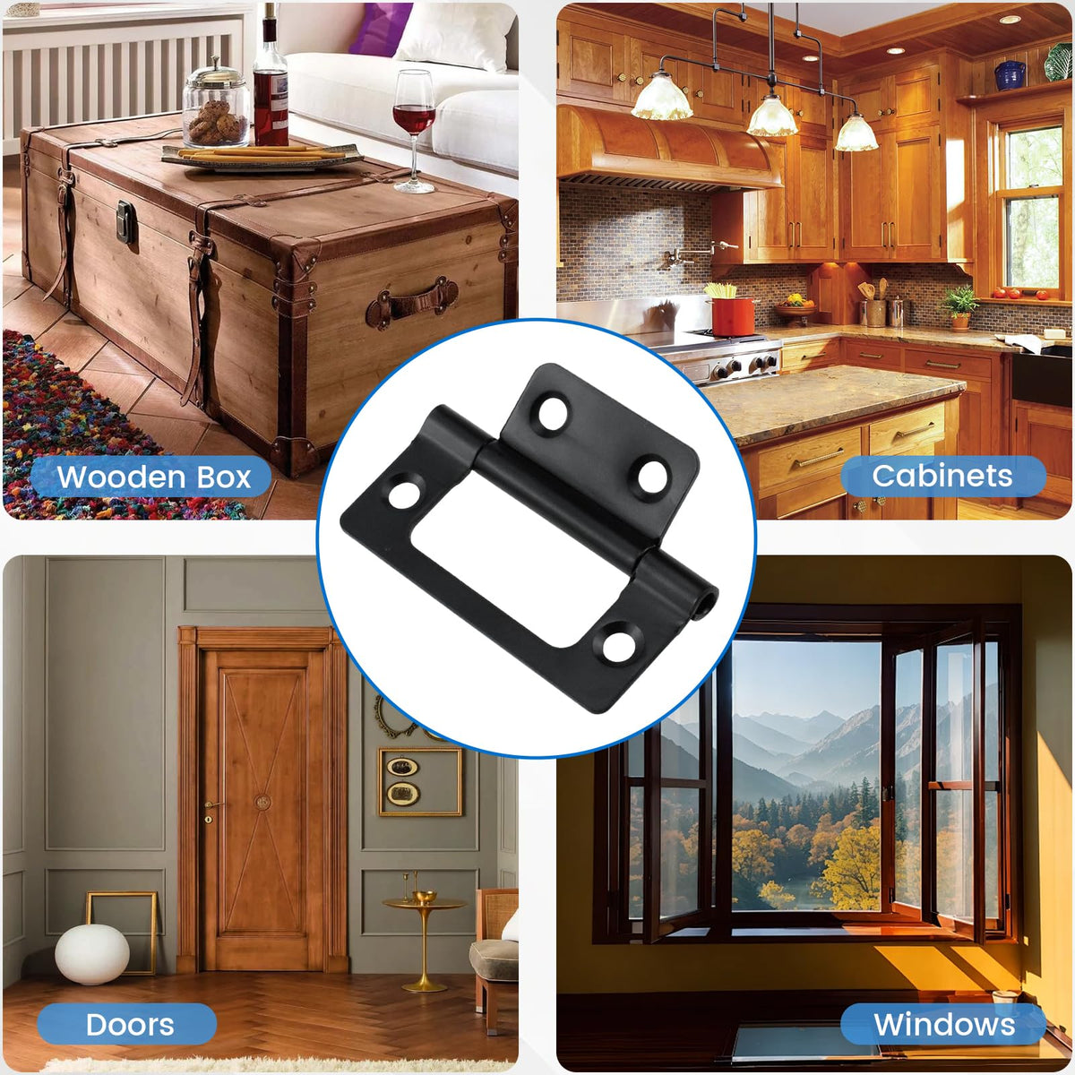 Non-Mortise Cabinet Hinges, 4-Pack
