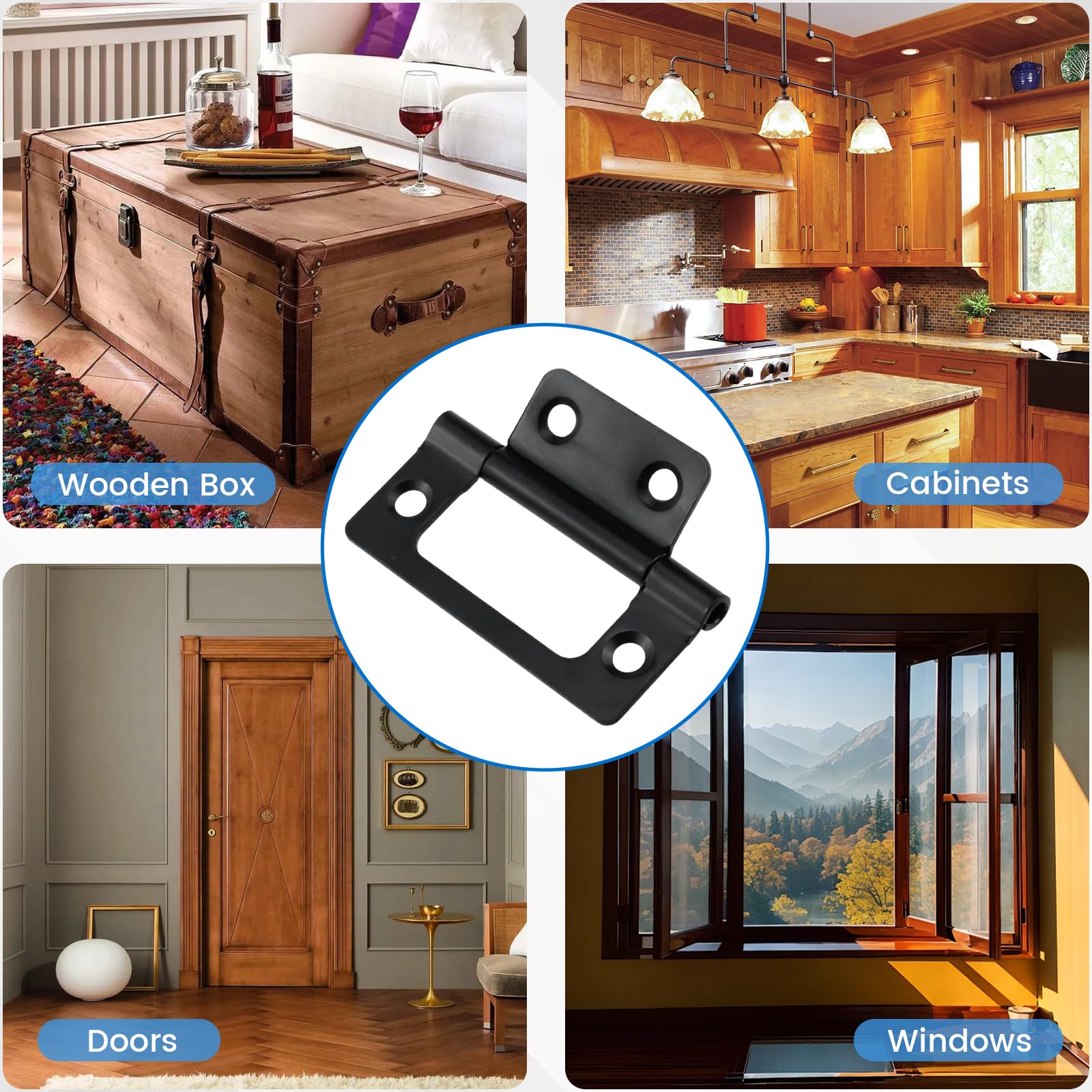 Non-Mortise Cabinet Hinges, 4-Pack