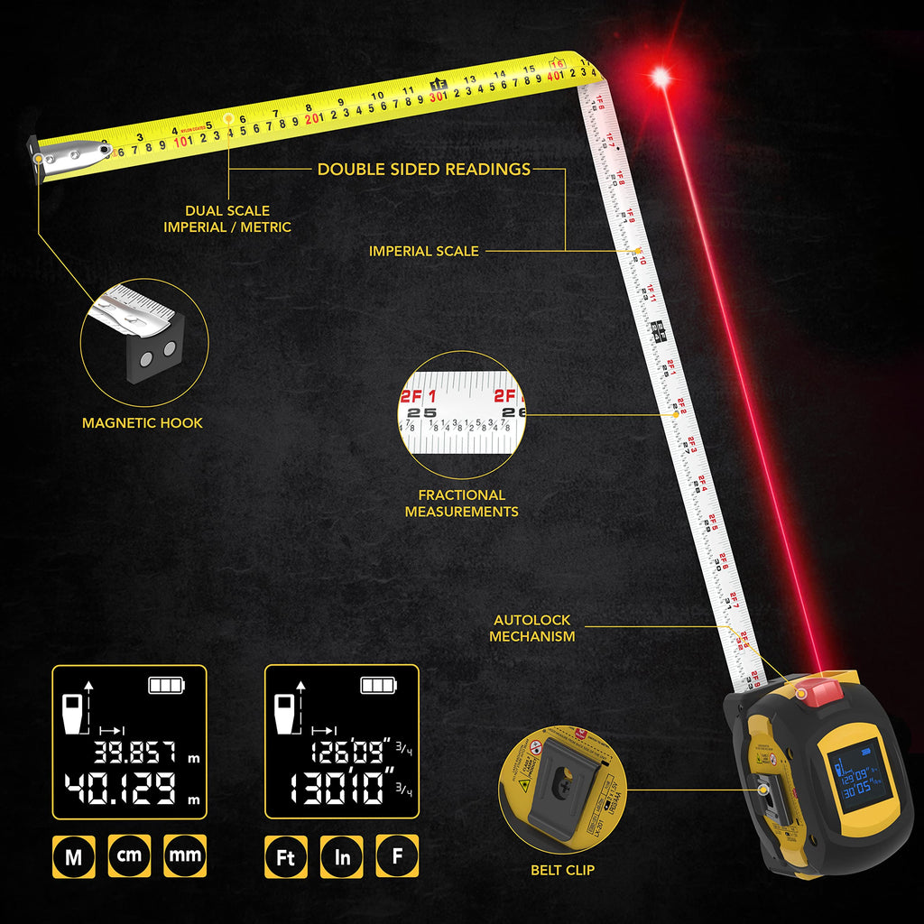 130-Foot Laser and Tape Measure