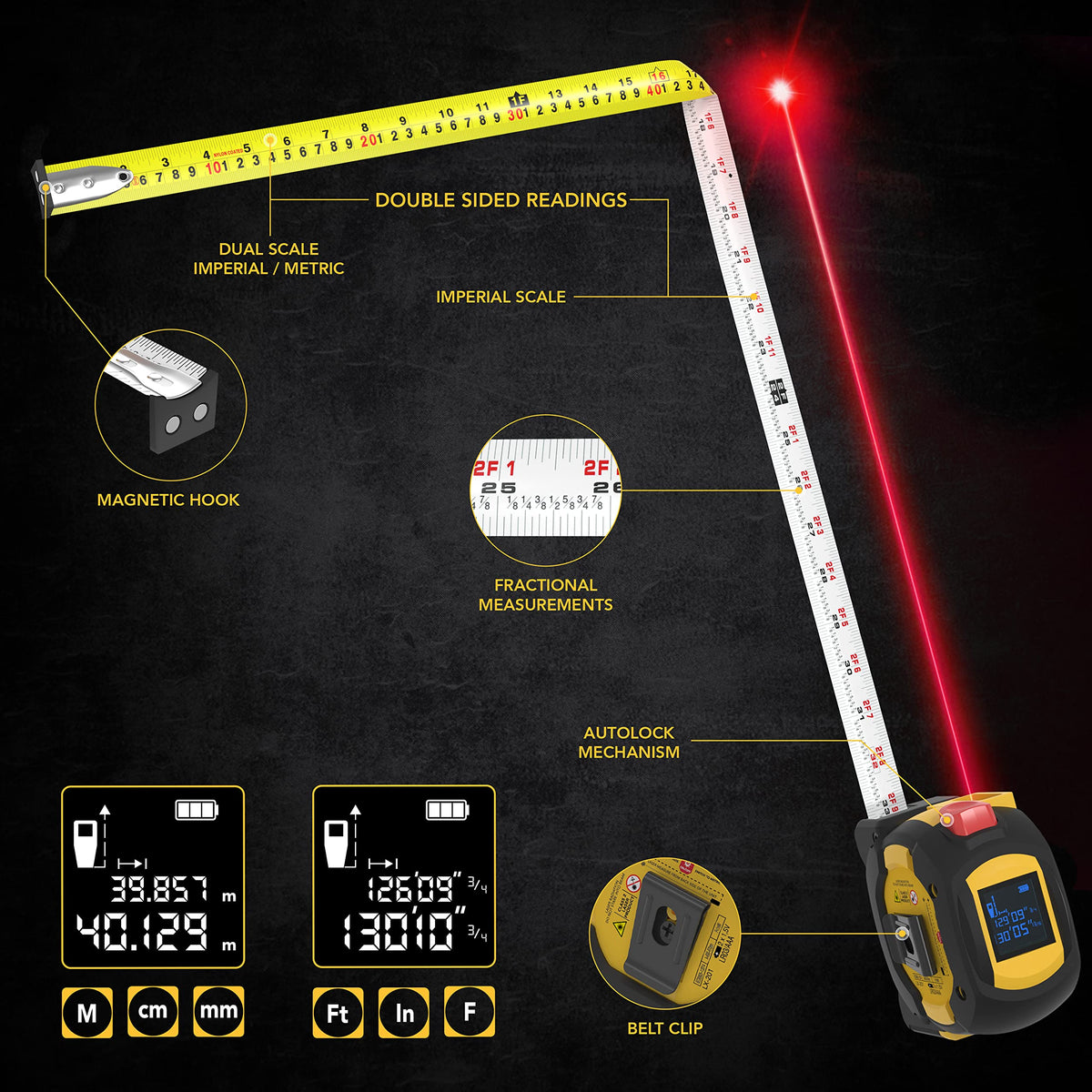130-Foot Laser and Tape Measure